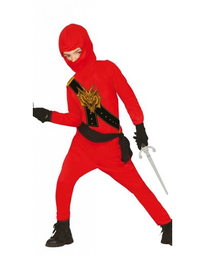 Fiestas Guirca Rood Ninja kostuum kind