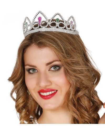 Fiestas Guirca Tiara zilver met steentjes