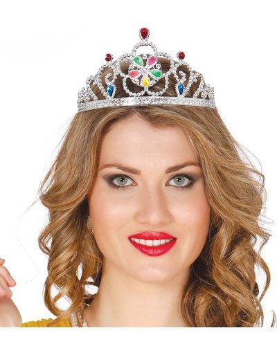 Fiestas Guirca Lichtgevende tiara zilver met steentjes