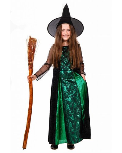 Magicoo Heksenjurk Deluxe voor meisjes groen zwart