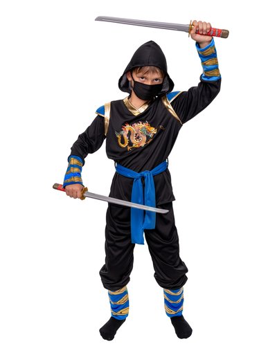 Magicoo Ninja pak kinderen blauw/zwart gouden draak