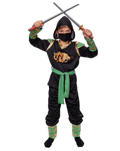 Magicoo Ninja pak kind groen/zwart gouden draak