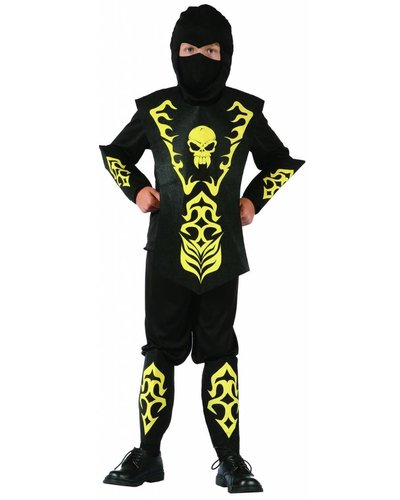 Magicoo Zwart/geel Ninja kostuum kinderen