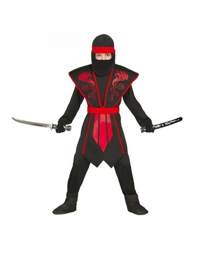 Fiestas Guirca Rood Ninja kostuum kind