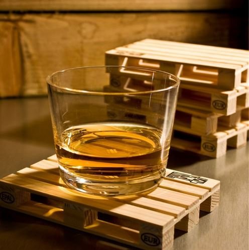 Pallet hout onderzetters set van 4