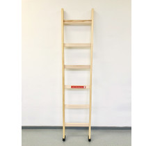 Grenen enkele ladder met rubberen voet