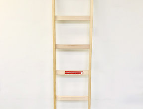 Grenen enkele ladder met rubberen voet