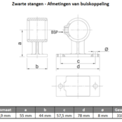 Witte bevestigingsstang 60 cm
