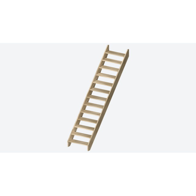 Milan rechte en brede trap eikenhouten