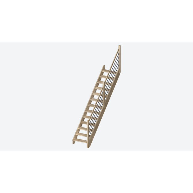 Milan rechte en brede trap eikenhouten