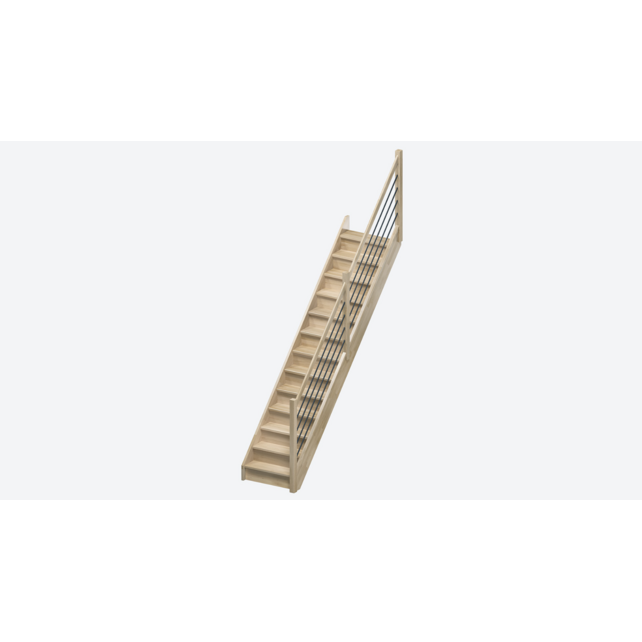 Milan rechte en brede trap eikenhouten - 80cm