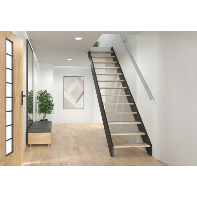 Liverpool rechte en brede trap eikenhout - 80cm