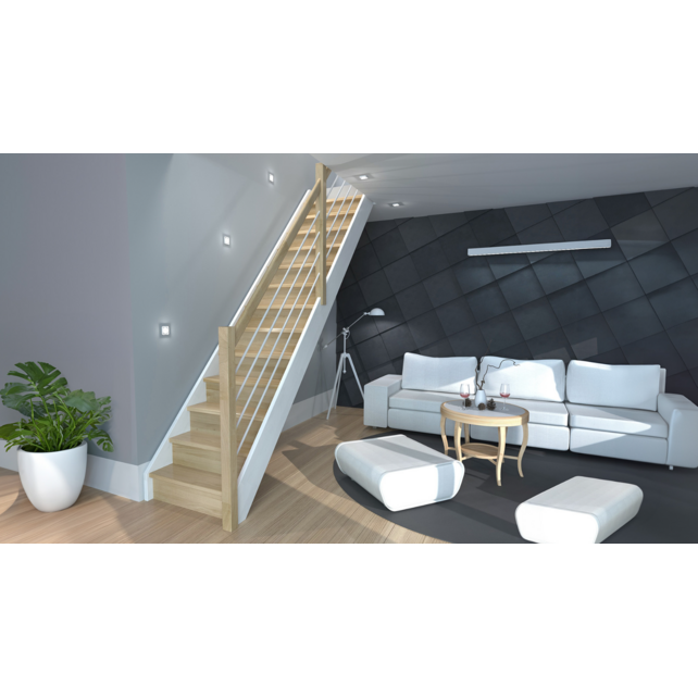 Helsinki rechte en brede trap eikenhout