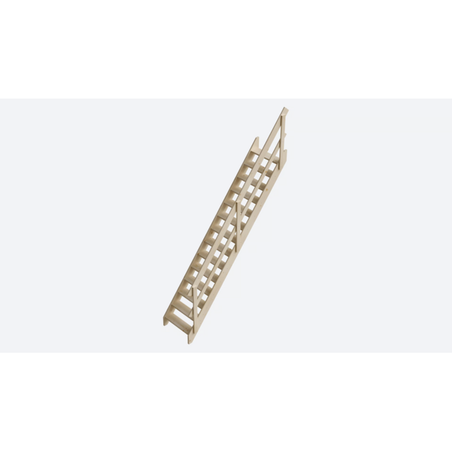 Cottage Medium vaste trap recht breed vurenhout - 70 cm breed - 300 cm hoog