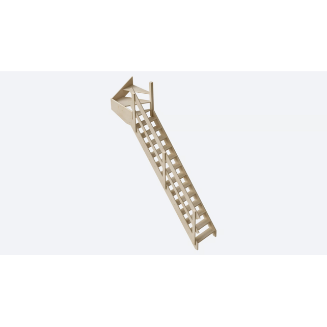 Cottage Medium vaste trap kwartslag breed vurenhout - 70 cm breed