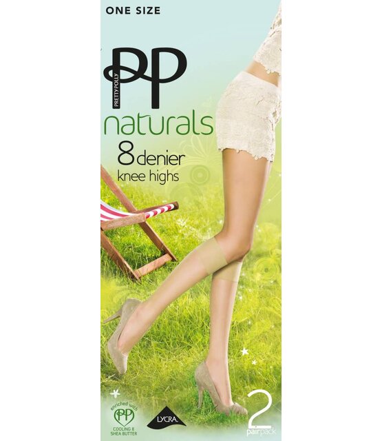 Pretty Polly 8D. "Naturals" summer Kneehighs (2 pair)