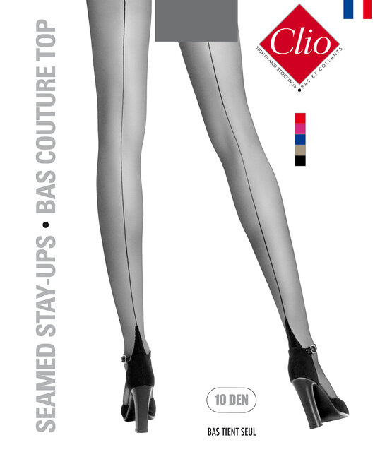 Clio 10D Glans Naad Hold Ups met Pendelhiel Clio 10D Glans Naad Hold Ups met Pendelhiel