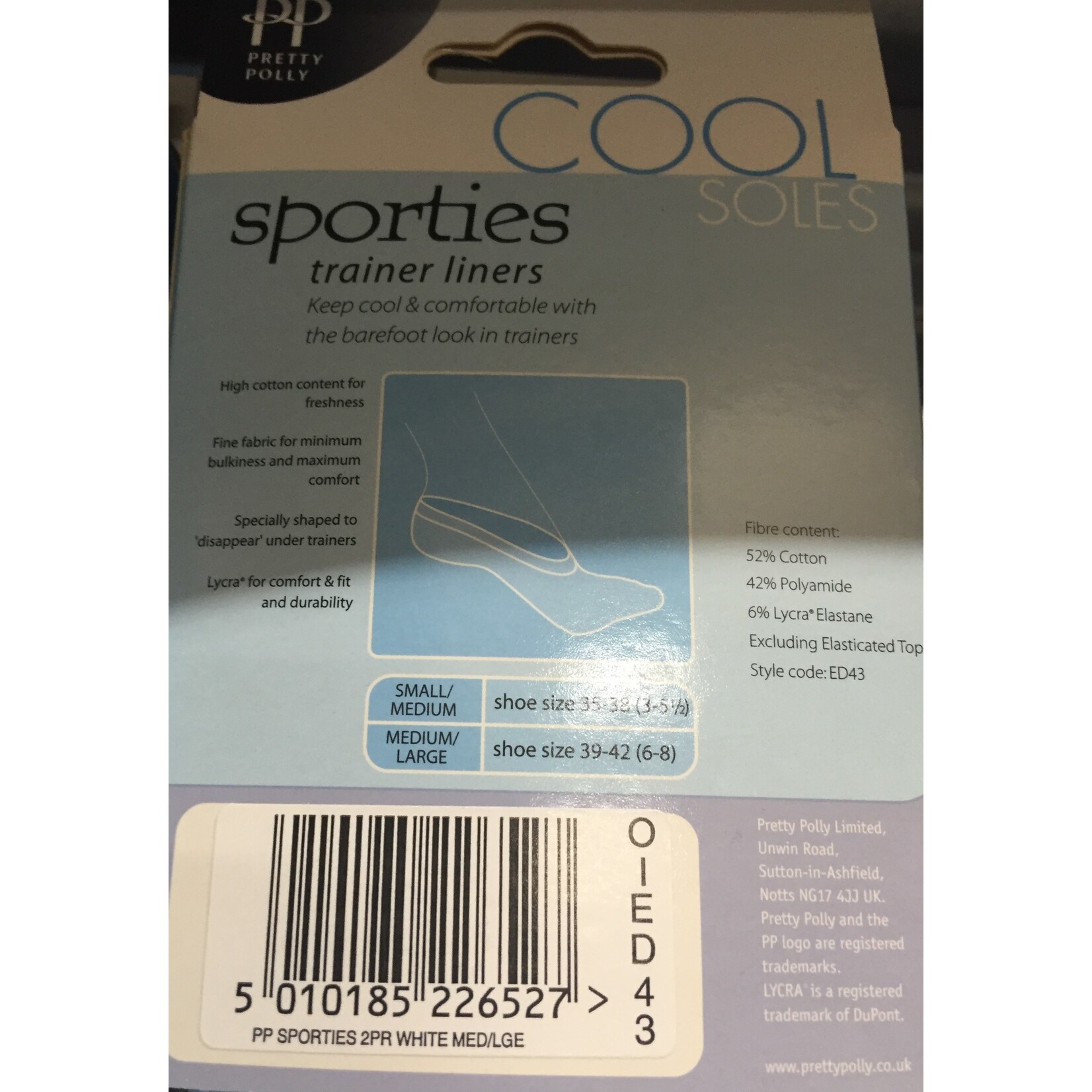 Pretty Polly  Pretty Polly Cool Soles sporties trainer liners (2 pair)