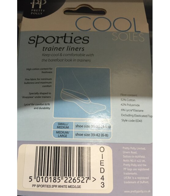 Pretty Polly Cool Soles sporties trainer liners (2 pair) Pretty Polly Cool Soles sporties trainer liners (2 pair)