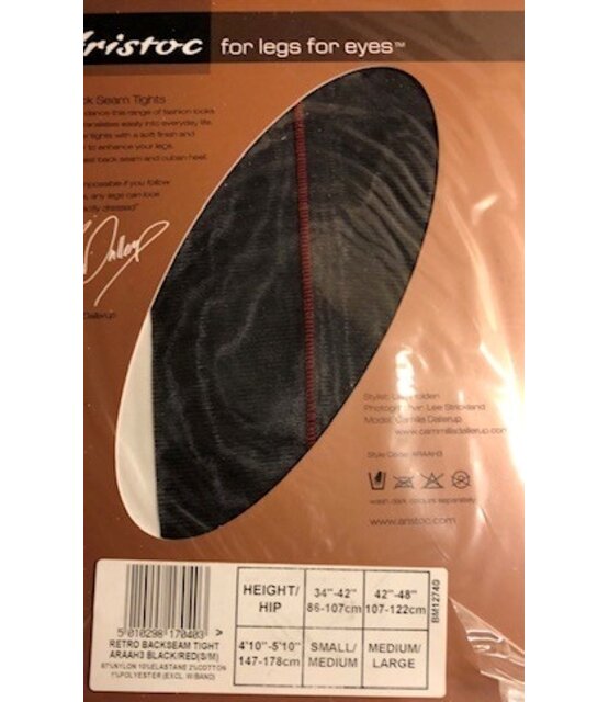 Aristoc zwarte panty  met  een rode naad