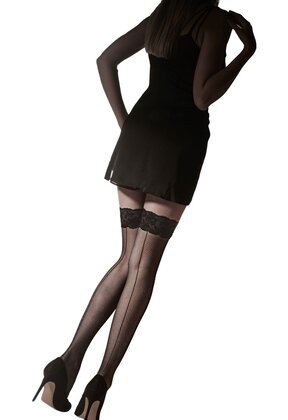 Velvet Lace Top Hold Ups met naad