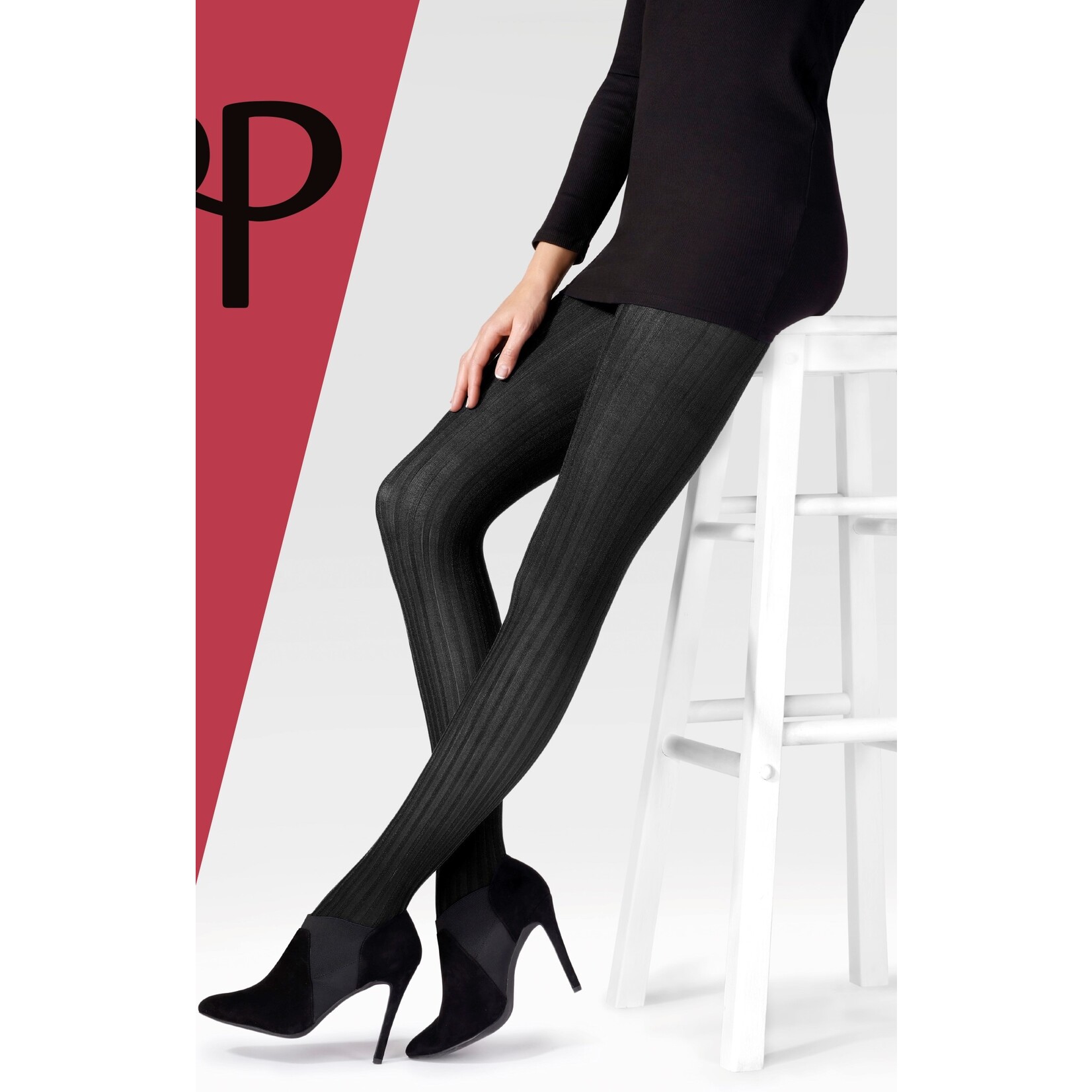 Pretty Polly  Pretty Polly Black Velvet Rib Tights