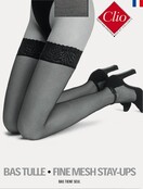 Clio Fine Mesh Stay Ups met naad en breed kanten boord
