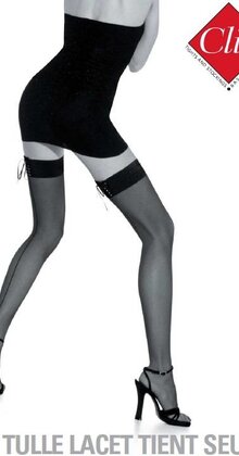 Fine Mesh Stay Ups met naad (Ribbon Top)