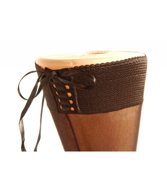 Clio Zwarte Fine Mesh Hold Ups met Naad – Verleidelijke Tulle en Satijnen Lintje