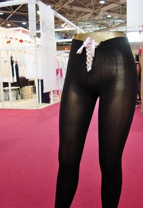 40D. Opaque Panty met rijgveter in tailleband