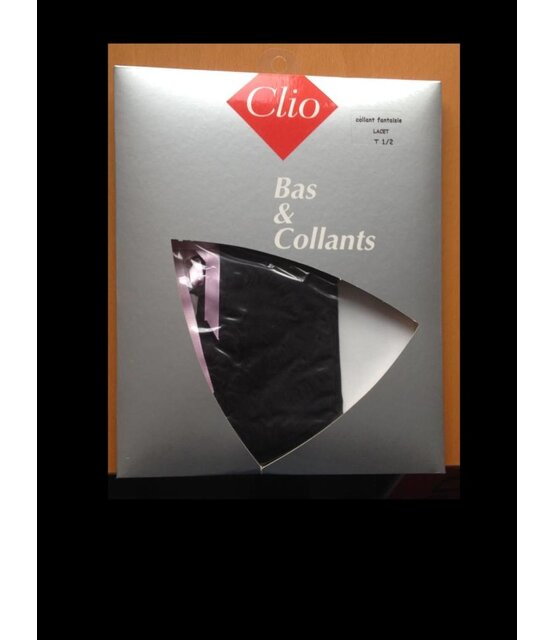 Clio Zwarte 40 denier opaque panty met en rose veterbinding in het boord
