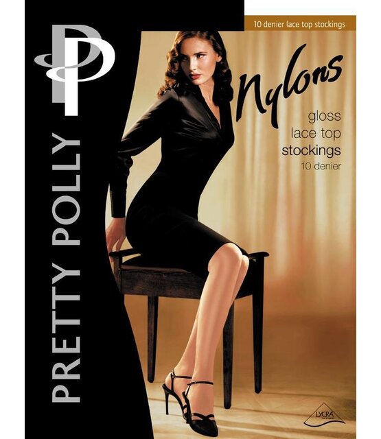 Pretty Polly 10D. "Nylons" Lace Top Suspender Stockings Pretty Polly 10D. "Nylons" Lace Top Suspender Stockings