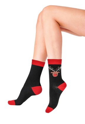 Reindeer dameskerstsokken met rendier
