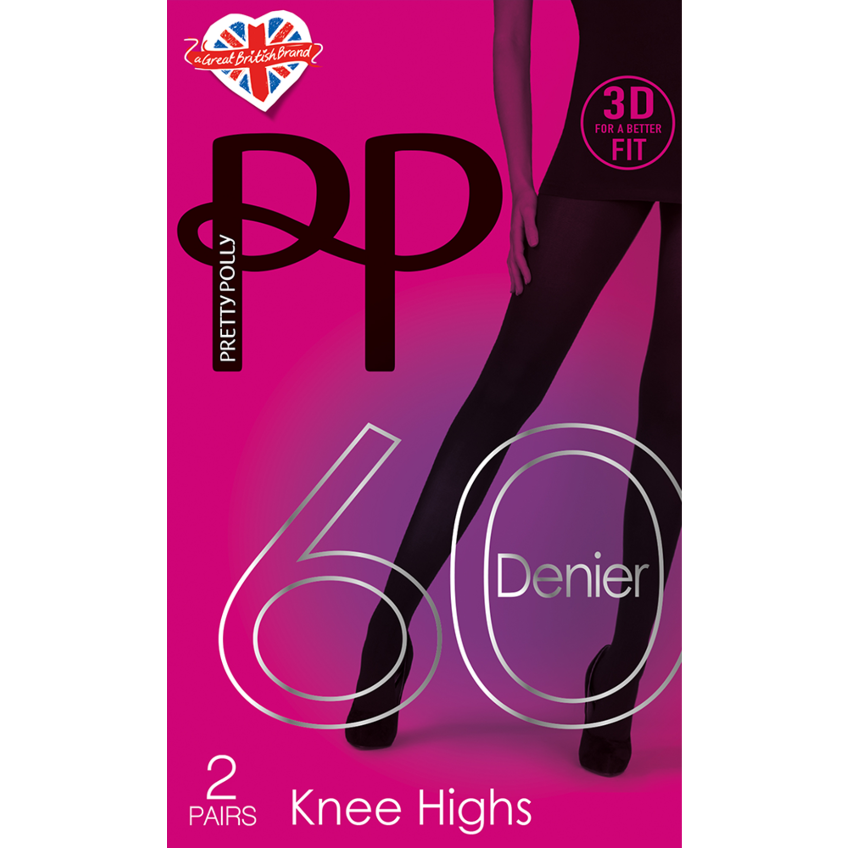 Pretty Polly  Pretty Polly 60D. kniekousjes 2 paar in 3D.