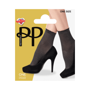 Pretty Polly  Diagonal Sparkly Anklet (damessokje) 1 Size Black/Silver