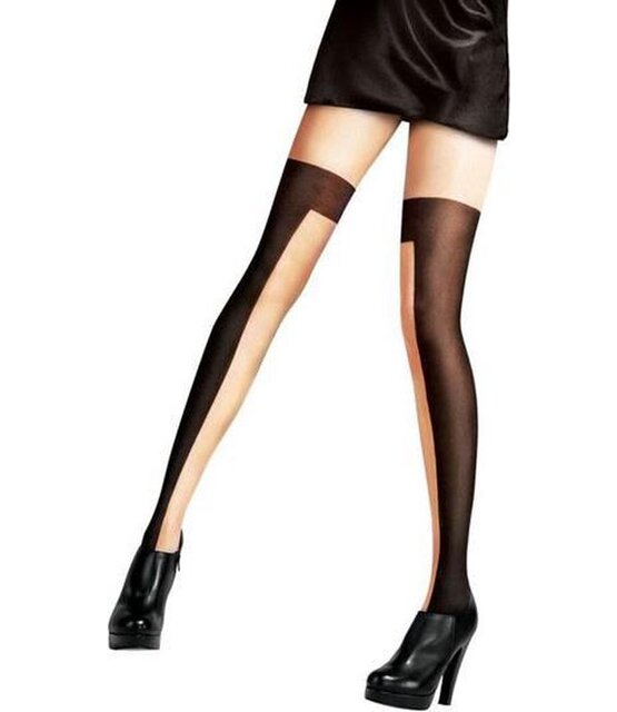 Opaque-Sheer Zwart met Beige Panty Opaque-Sheer Zwart met Beige Panty