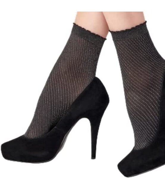 Diagonal Sparkly Anklet (damessokje) 1 Size Black/Silver Diagonal Sparkly Anklet (damessokje) 1 Size Black/Silver