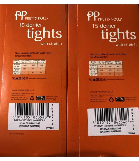 15  denier lycra panty's 2 paar in de maat XL