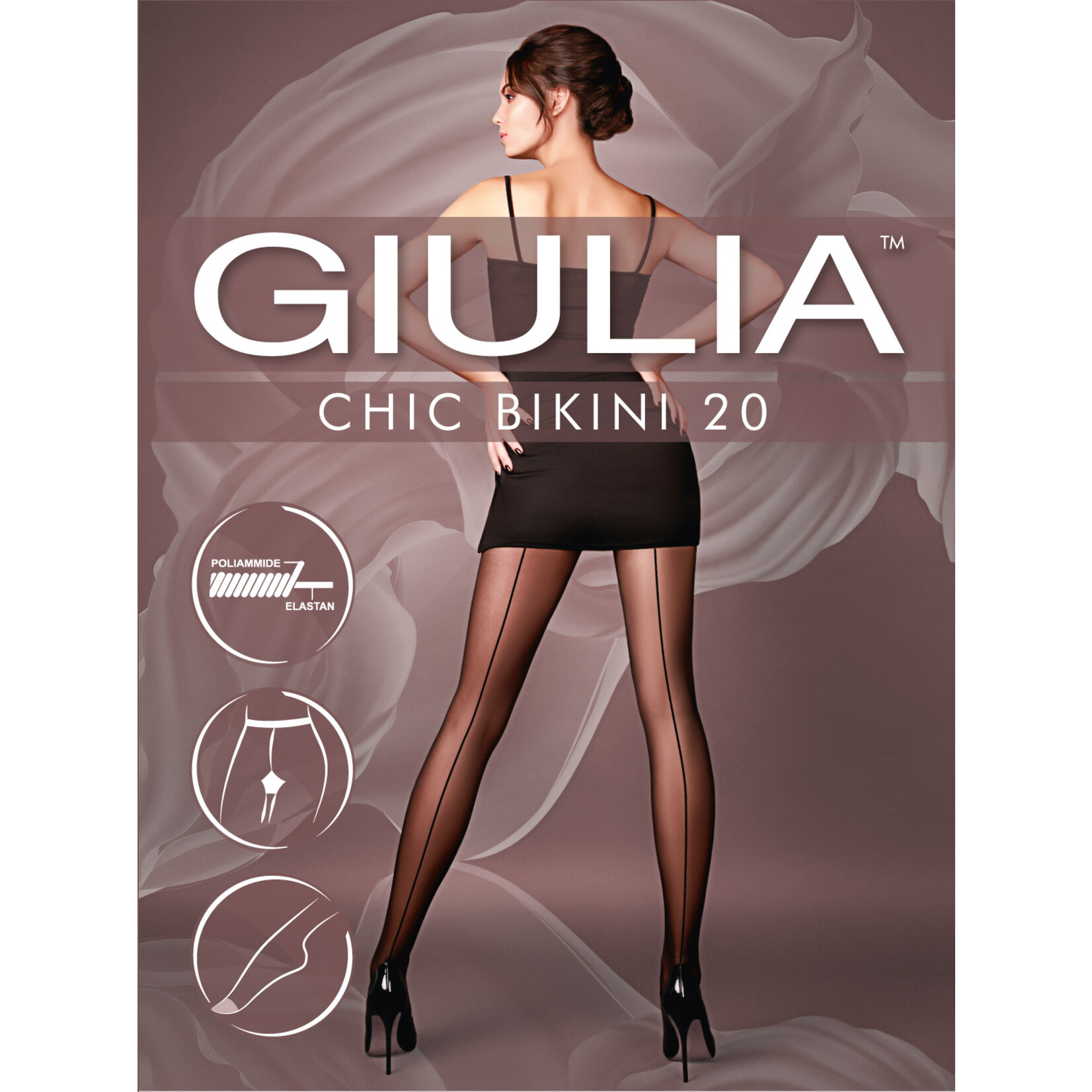 Giulia Giulia Chic Bikini 20 denier Glans Panty met naad