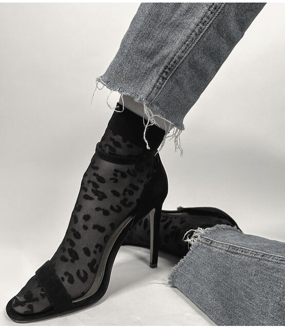 Animal Pattern Damessokje in zwart Animal Pattern Damessokje in zwart