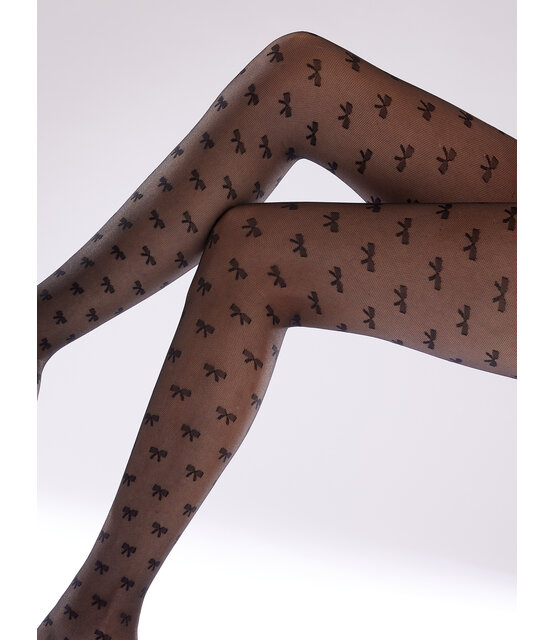 pretty Polly fine mesh zwarte panty met strikjes