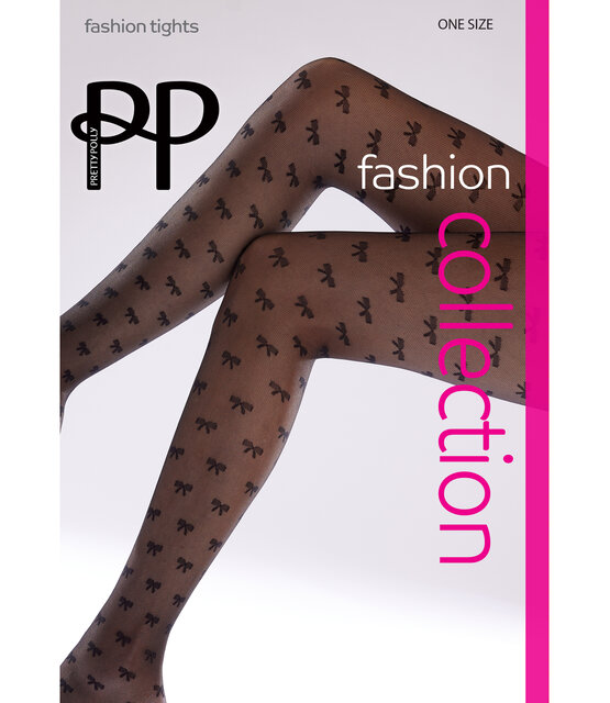 pretty Polly fine mesh zwarte panty met strikjes