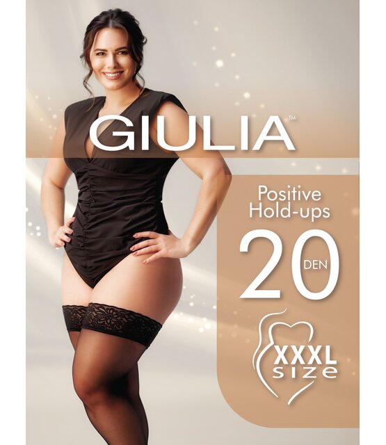 Giulia Positive 20 Den. Hold Ups met Kanten Boord in 3XL en 4XL
