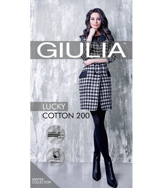 Giulia Lucky Cotton Panty – 200 Denier | Zwart - Copy