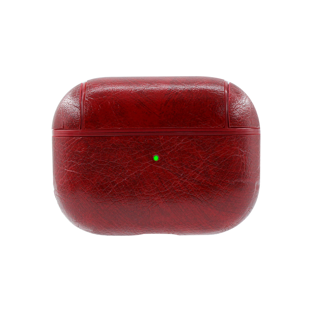 Apple Airpods 1 en 2 Lederlook Case - Leer - Hardcase - Sleutelhanger - Kunstleer - Apple Airpods - Rood afbeelding