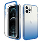 iPhone 13 Pro Full Body Hoesje - 2-delig Back Cover Siliconen Case TPU Schokbestendig - Apple iPhone 13 Pro - Transparant / Blauw