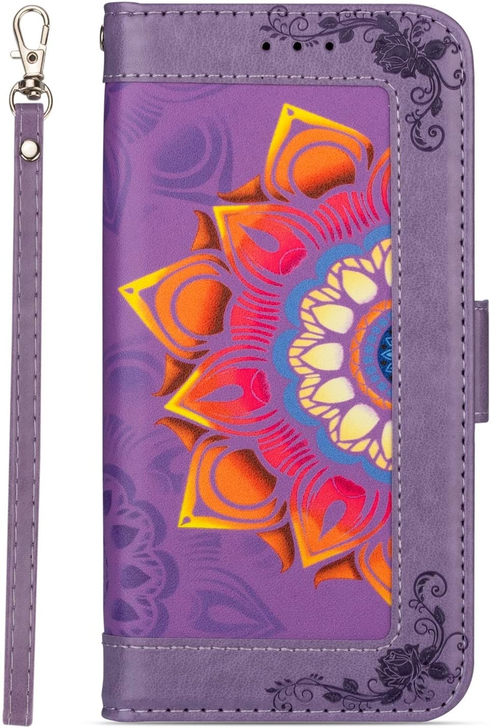 iPhone 13 Pro Max hoesje - Bookcase - Koord - Pasjeshouder - Portemonnee - Mandalapatroon - Kunstleer - Paars afbeelding
