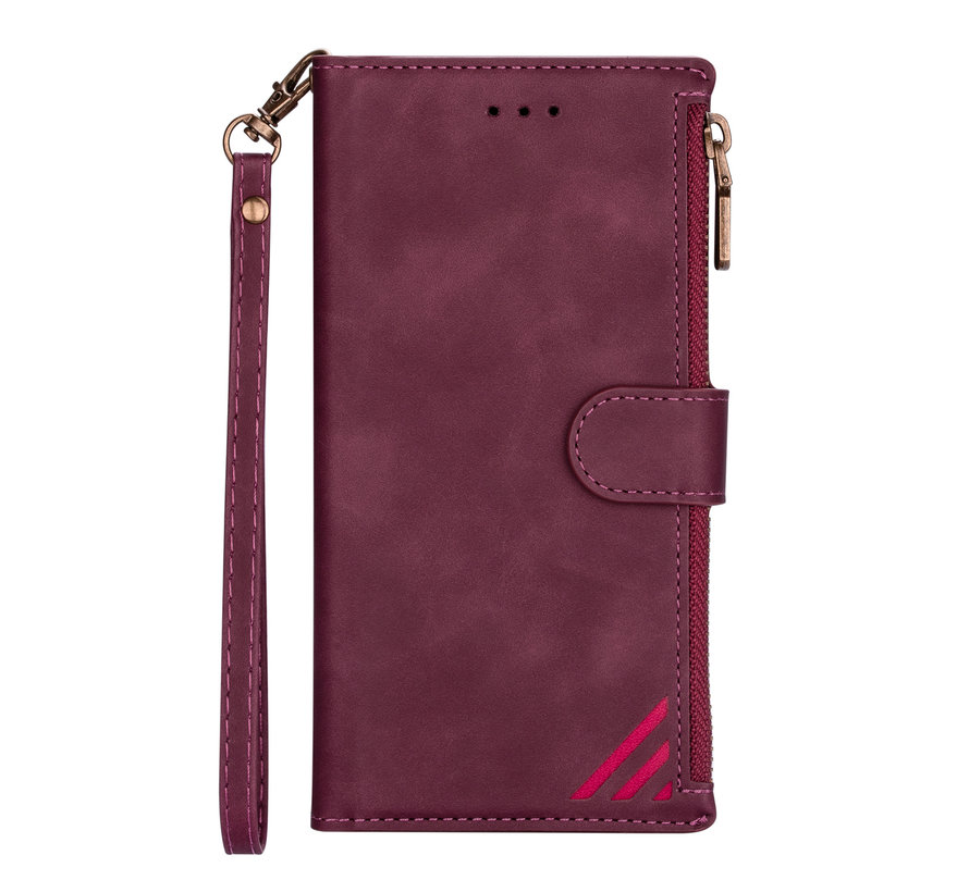 iPhone 13 Pro Max hoesje - Bookcase - Patroon - Pasjeshouder - Portemonnee - Kunstleer - Bordeaux Rood kopen