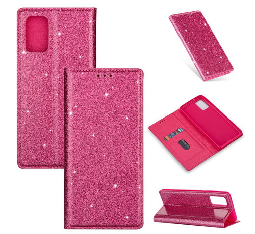 JVS Products iPhone 13 Pro hoesje - Bookcase - Pasjeshouder - Portemonnee - Glitter - TPU - Roze kopen