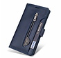 iPhone 13 Pro Max hoesje - Bookcase - Koord - Pasjeshouder - Portemonnee - Rits - Kunstleer - Blauw kopen